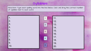 Preview of Syllables Practice Template