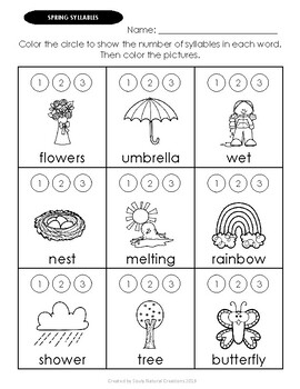 kindergarten syllables worksheet april writing prompts