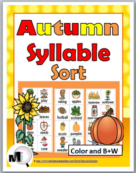 Preview of Syllables Sort Autumn Literacy