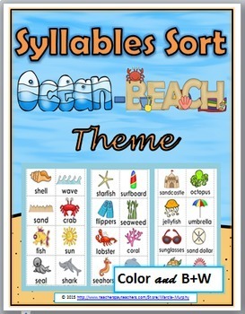 Preview of Syllables Sort Ocean Theme
