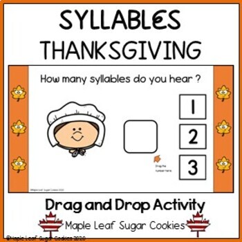 Preview of Syllables - Thanksgiving - Google Slides Activity with Moveable Clipart