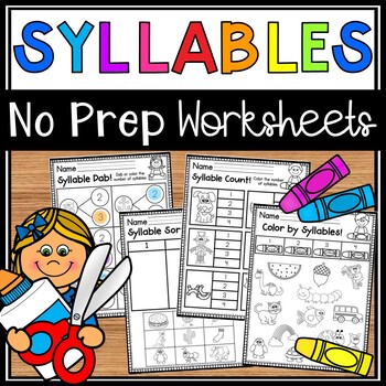 Preview of Syllables Worksheets - Syllable Counting Worksheets Home Learning Worksheets