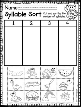 free kindergarten counting syllables worksheets