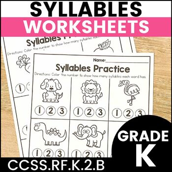 kindergarten syllable worksheets teaching resources tpt