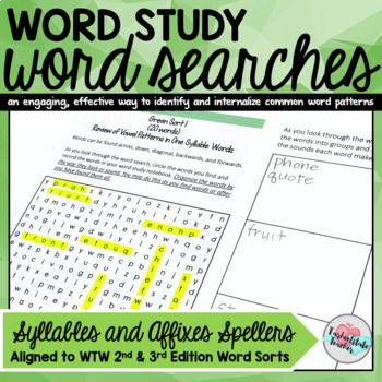 Preview of Syllables and Affixes Words Their Way Word Search Activities