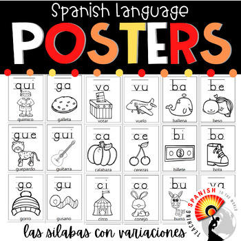 Preview of Syllables with Variations in Spanish Posters Sílabas con Variaciones