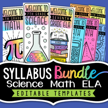 Preview of Syllabus Brochure Bundle - Editable - Science, Math, and ELA - Back to School