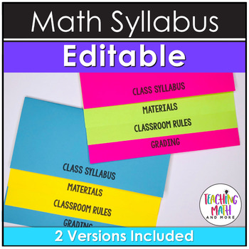 Preview of Syllabus Editable Template Math