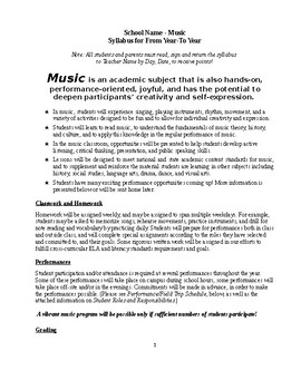 Syllabus High School Music (Template) by Dennis Frayne | TPT
