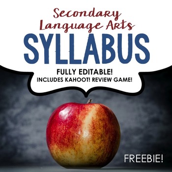 Preview of Syllabus & Kahoot Review Game for Secondary ELA [FULLY EDITABLE & FREE!]