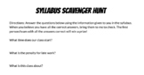 Syllabus Scavenger Hunt