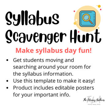 Preview of Syllabus Scavenger Hunt - Editable Template