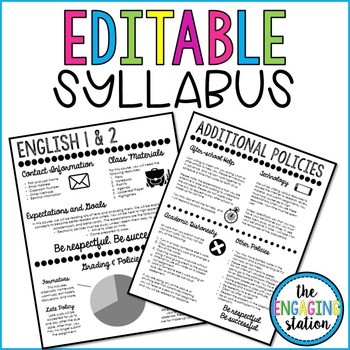 Preview of Editable Syllabus Template - Version 2