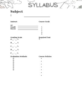 Preview of Syllabus Template - Word Doc