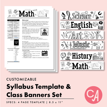 Preview of Syllabus Template & Class Banners Set