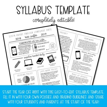 Syllabus Template - Completely Editable by Mrs Puffer | TPT