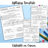 Syllabus Template | EDITABLE Simple One Page Secondary Gra