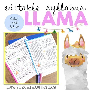 Preview of Syllabus Template Editable for Google Slides Llama theme