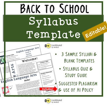 Preview of Syllabus Template Editable Resource