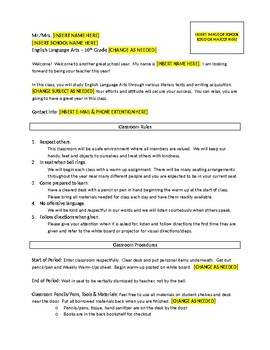 Preview of Syllabus Template (Editable Word Document)