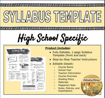 Preview of Syllabus Template: FULLY EDITABLE, High School