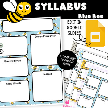 Preview of Syllabus Template | (Google Slides Editable) Blue Bee