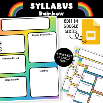 Preview of Syllabus Template | (Google Slides Editable) Rainbow