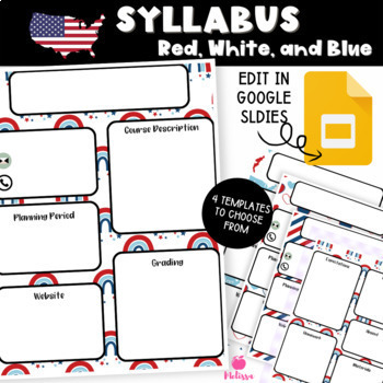 Preview of Syllabus Template | (Google Slides Editable) Red, White, and Blue