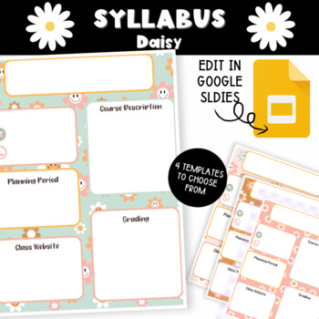 Preview of Syllabus Template | (Google Slides Editable) Retro Daisy