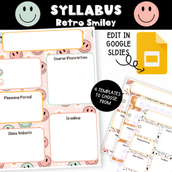 Preview of Syllabus Template | (Google Slides Editable) Retro Smiley Face