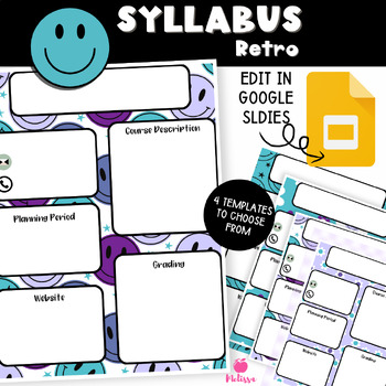 Preview of Syllabus Template | (Google Slides Editable) Retro Smiley Face