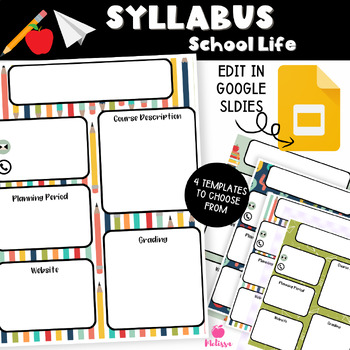 Preview of Syllabus Template | (Google Slides Editable) School Decor