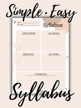 Preview of Syllabus Template, Start of School, First day of school, Class Rules, Classroom