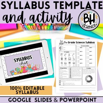 Preview of Syllabus Template and Activity for Middle School