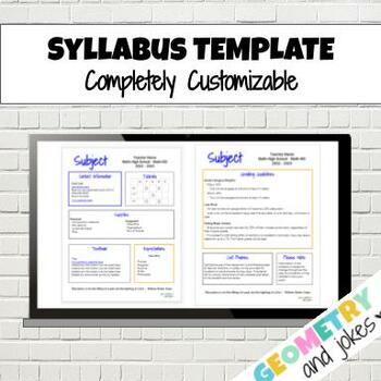 Preview of Syllabus Template for High or Middle School