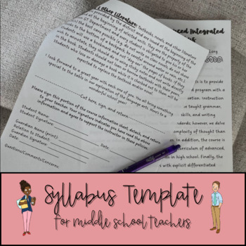 Preview of Syllabus Template for Middle School Teachers