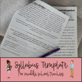 Syllabus Template for Middle School Teachers