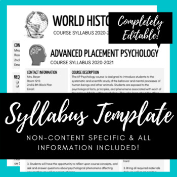 Preview of Syllabus Template for Regular & AP Courses | Completely Editable!