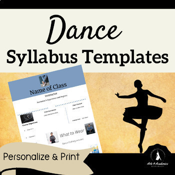 Preview of Syllabus Templates For Secondary Dance with Editable Text Boxes