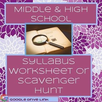 Preview of Syllabus Worksheet (Scavenger Hunt)