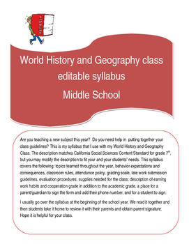 Preview of Syllabus-World History & Geography-Middle/High School