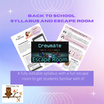 Preview of Syllabus and Escape Room