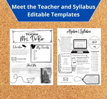 Preview of Syllabus and Meet the Teacher EDITABLE Template Bundle