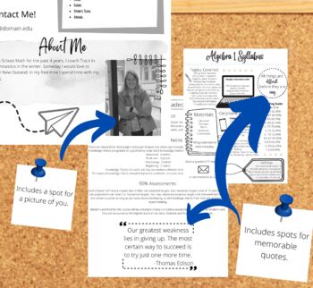 Syllabus and Meet the Teacher EDITABLE Template Bundle by DeBer's Bulletin