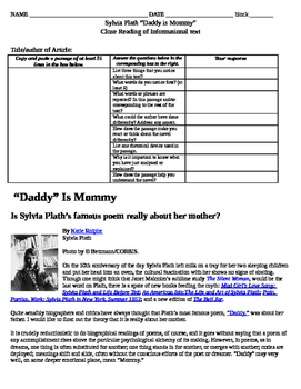Preview of Sylvia Plath - Informational Text Graphic Organizer for poem "Daddy"