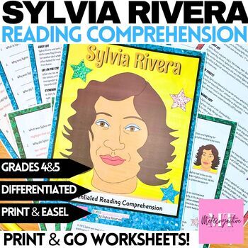 Preview of Sylvia Rivera Pride Month Reading Comprehension Worksheets