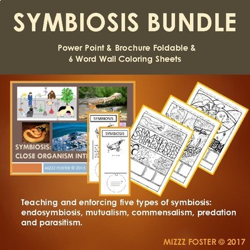 Preview of Symbiosis: PowerPoint, Brochure Foldable Notes, 6 Word Wall Coloring Sheets
