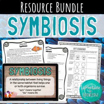 Preview of Symbiosis Resource Bundle Google Slides Lesson Reading Passage and Worksheet