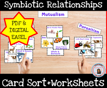 Preview of Symbiotic Relationship Card Sort Cut and Paste | Print and Digital EASEL