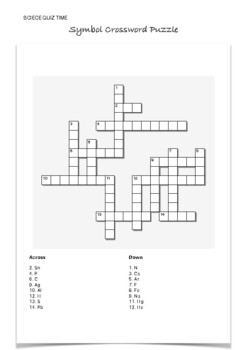 Symbol of Elements Crossword Puzzle by ScienceQuizTime TPT
